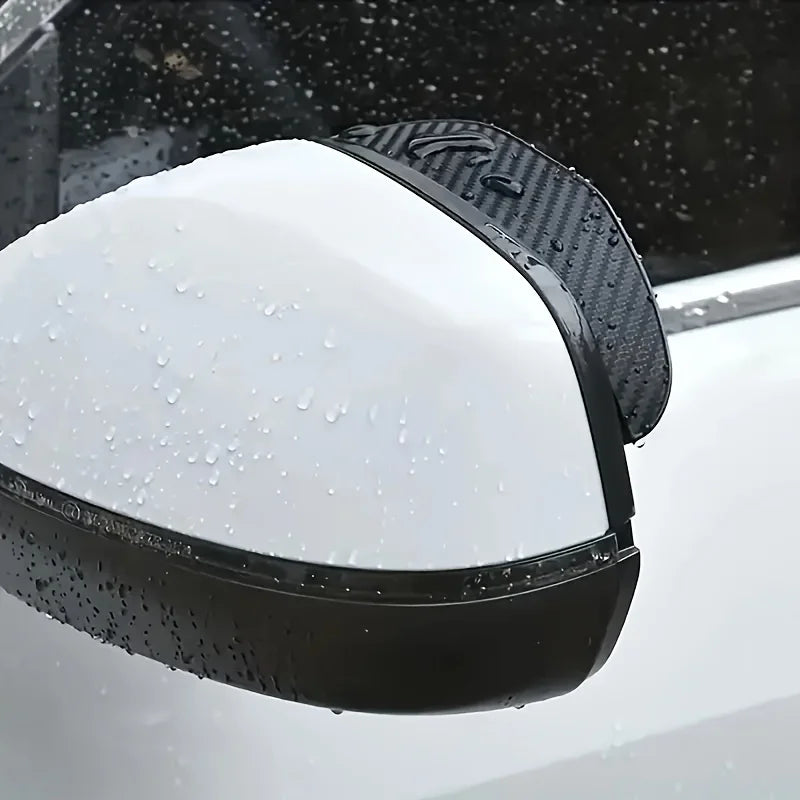Carbon Fiber Textured Mirror Rain Covers with Red Accent – Anti-Fog & Waterproof Fit