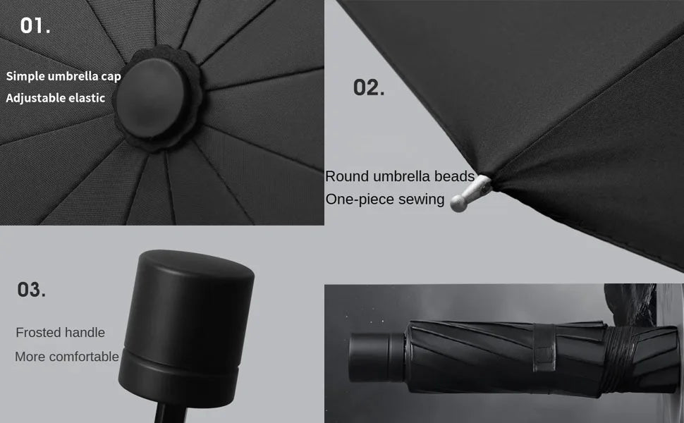 Large Manual Umbrella with Reinforced 12-Bone Frame