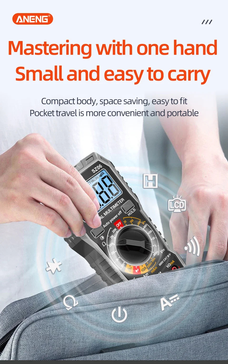 Compact Digital Multimeter with 2000-Count Accuracy for Home and Electrical Work