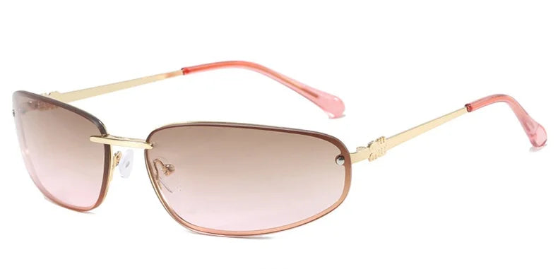 Oval Frameless Sunglasses with Gradient Lenses