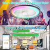 Lustre de plafonnier avec ventilateur LED décoratif et haut-parleur Bluetooth