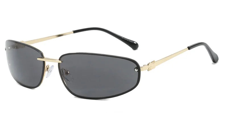 Oval Frameless Sunglasses with Gradient Lenses