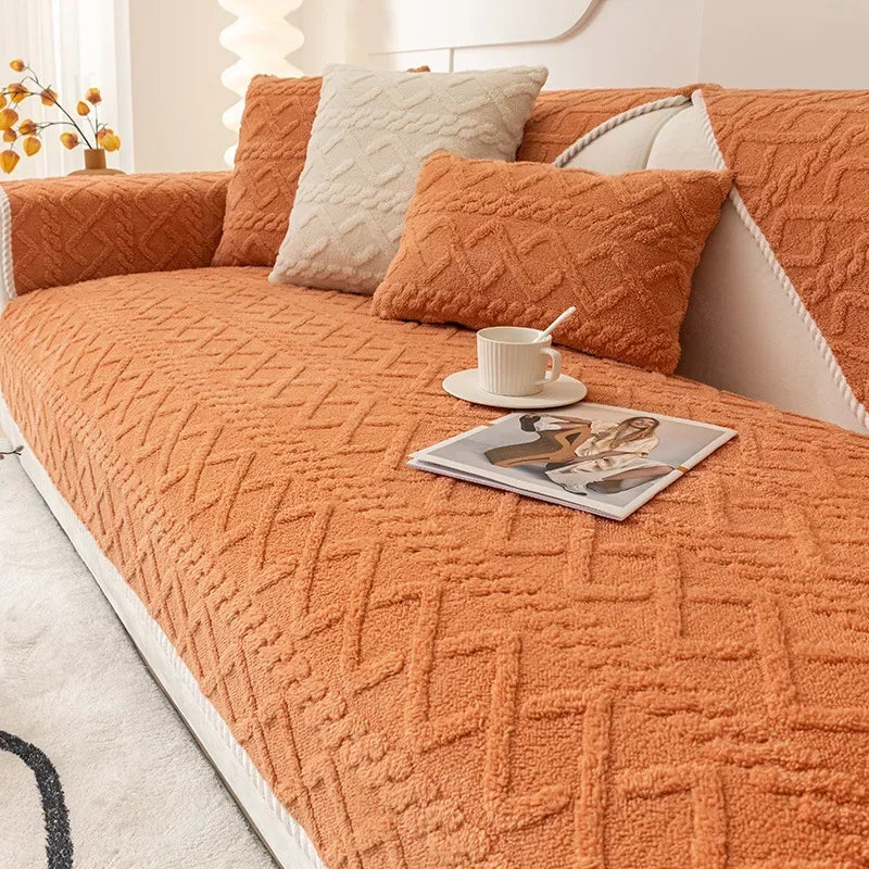 Plush Non-Slip Sofa Cover with Quilted Cotton