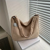 Women's Corduroy Shoulder Bag with Zipper Closure