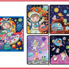 A set of four colorful drawing books featuring astronauts and space themes for children.