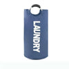 A navy blue extra-large waterproof laundry basket with a black handle.
