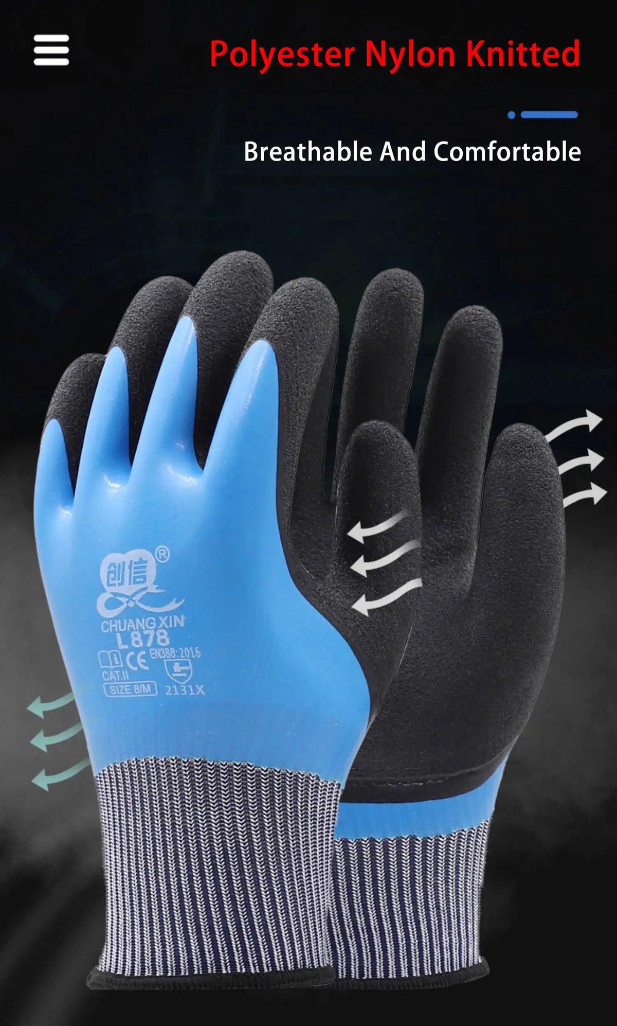 Winter Waterproof Thermal Work Gloves with Anti-Slip Latex Grip