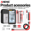 Aneng digital multimeter product accessories including a storage bag, instruction manual, test lead line, and cables.