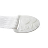 White adhesive baby proofing latch for drawers and cupboards, featuring a heart design.