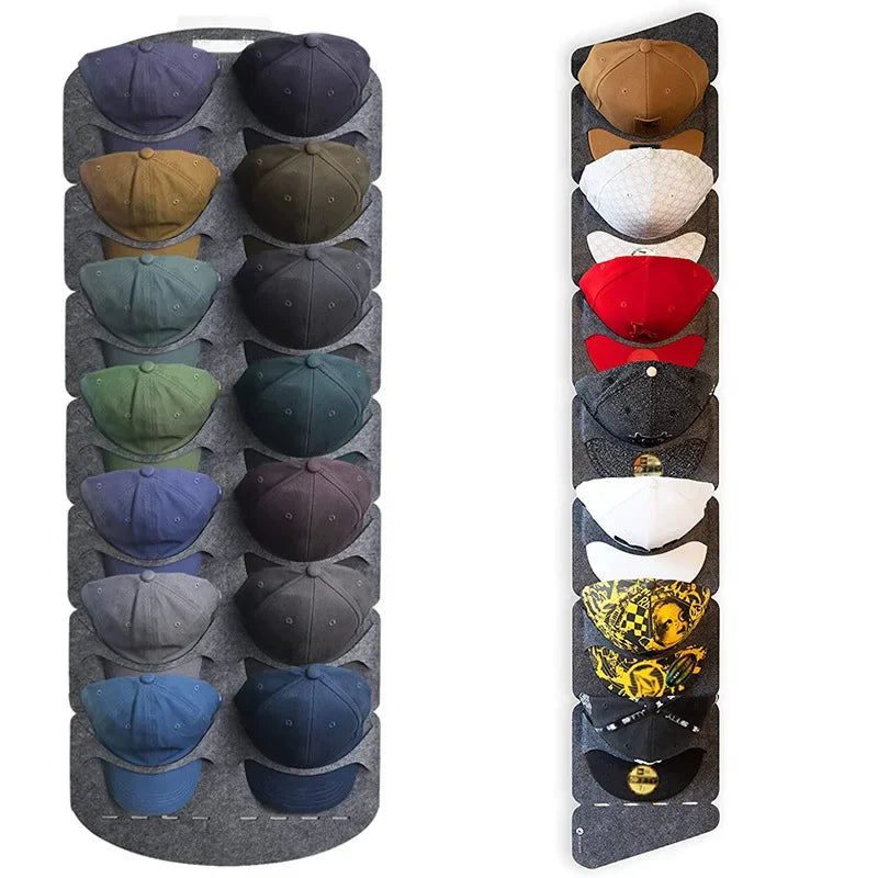 Wall-Mount Felt Hat & Cap Organizer