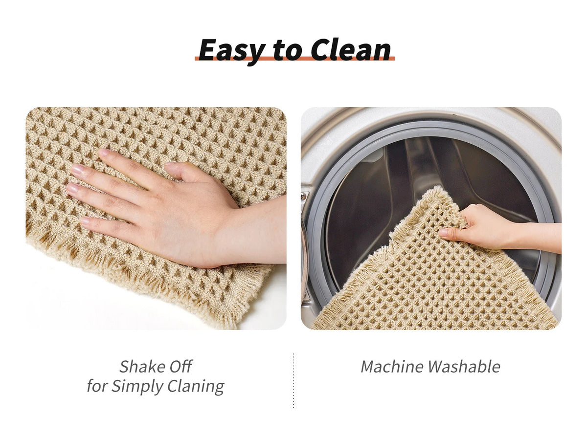 Waffle Weave Bath Mat with Non-Slip Backing