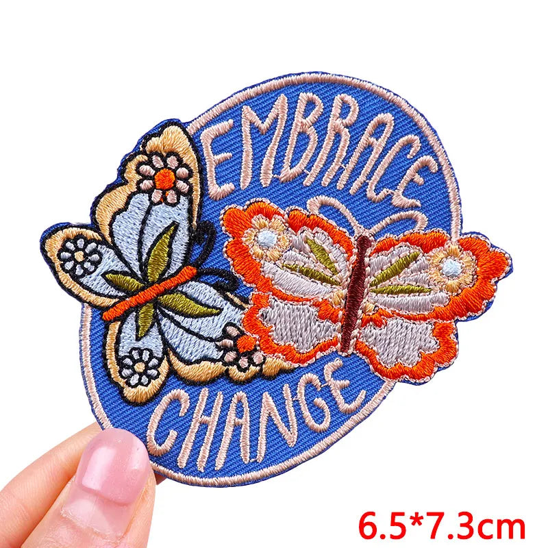 Encouraging Embroidered Iron-On Patches for Jackets, Jeans & Bags