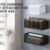A magnetic hanging basket attached to a refrigerator door, designed for immediate use.