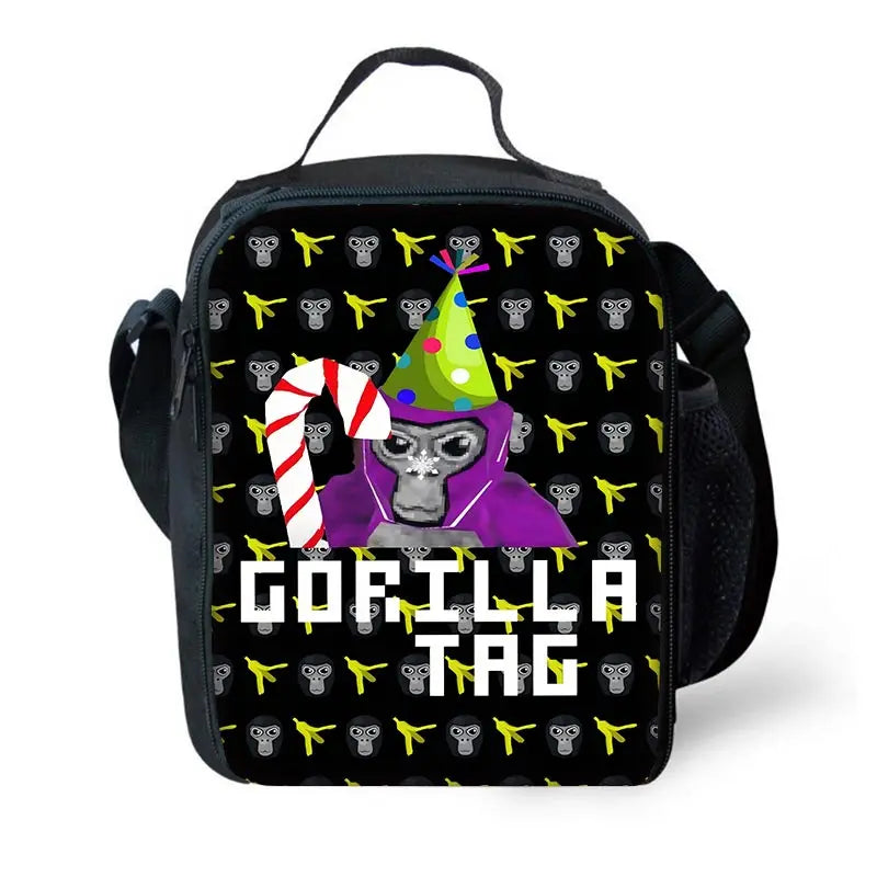 Cartoon Gorilla Kids School Backpack Set with Lunch Bag and Pencil Case