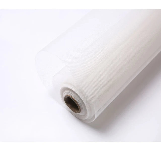 Roll of white self-adhesive window screen mesh with a zipper for a no-drill mosquito net