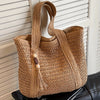 Natural Straw Woven Tote Bag with Tassel