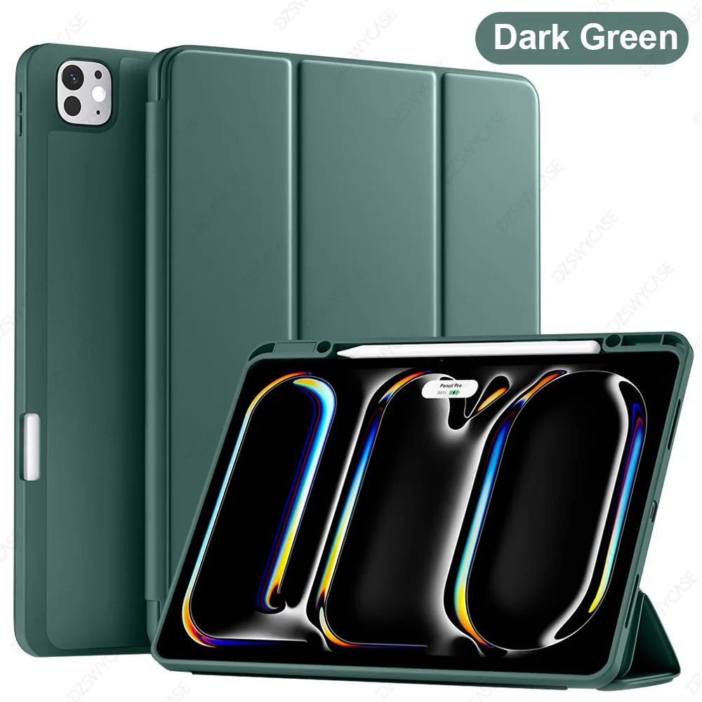 Silicone Trifold Stand Case for iPad Pro 13-Inch with Pencil Holder