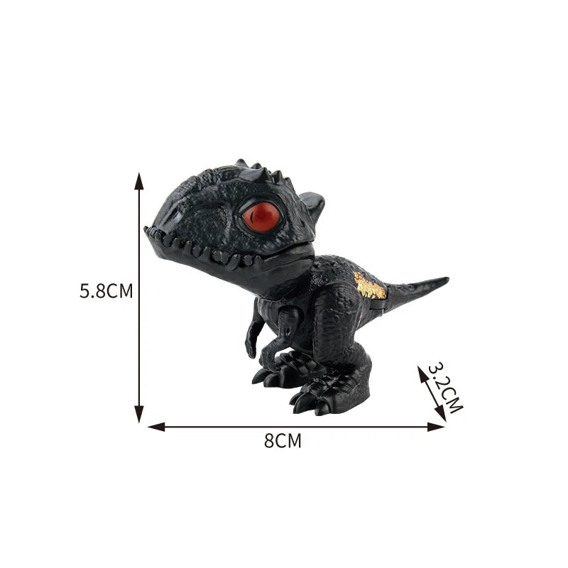 A black interactive finger biting dinosaur toy featuring a Triceratops or Tyrannosaurus design.