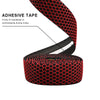 Red honeycomb adhesive tape wrapped around a handlebar for grip and anti-slip during riding