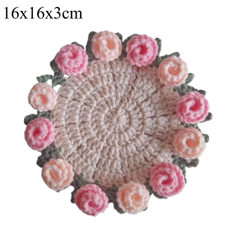 Crochet Rose Bouquet Coaster