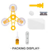 DIY auto glass repair kit components including a yellow applicator, a silver filler, and a white plastic piece.