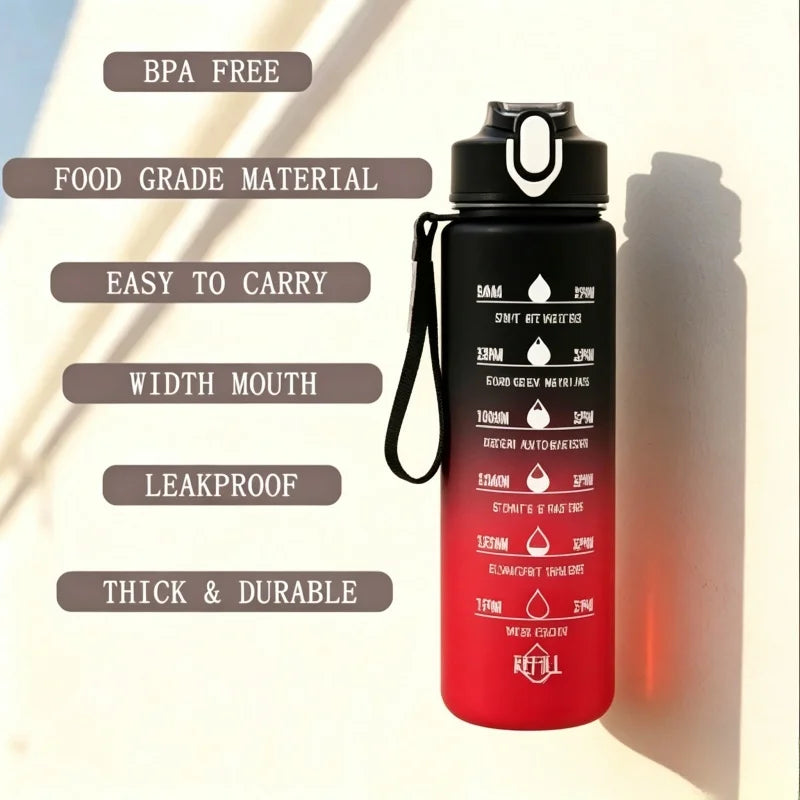 Motivational Time-Marker Water Bottle with Straw