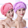 Two women wearing pink and purple microfibre quick-dry hair towel wraps with bowknots