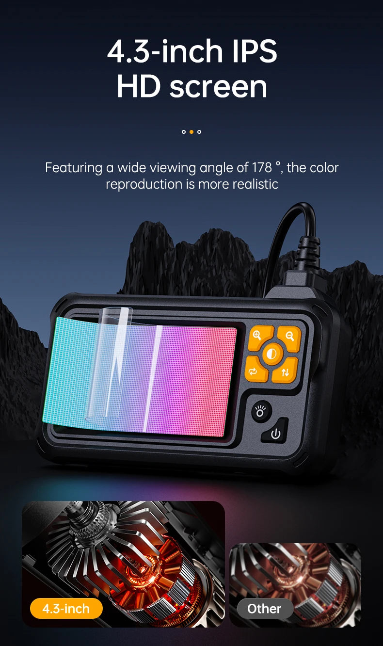 4.3" IPS Dual-Lens Inspection Camera with 1080P HD & IP67 Waterproofing
