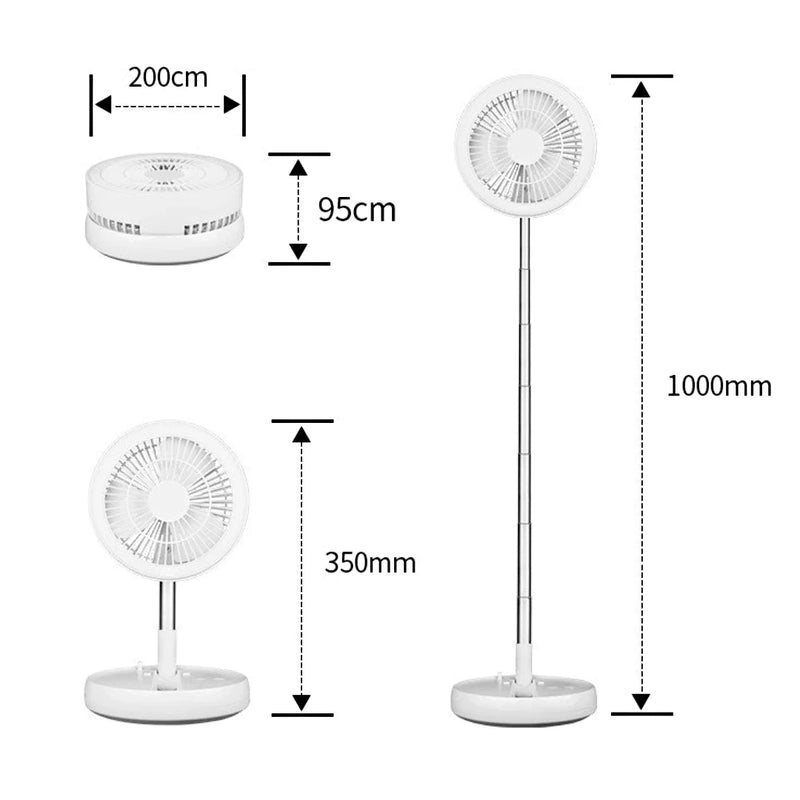 Ventilateur de bureau télescopique télécommandé avec lampe LED