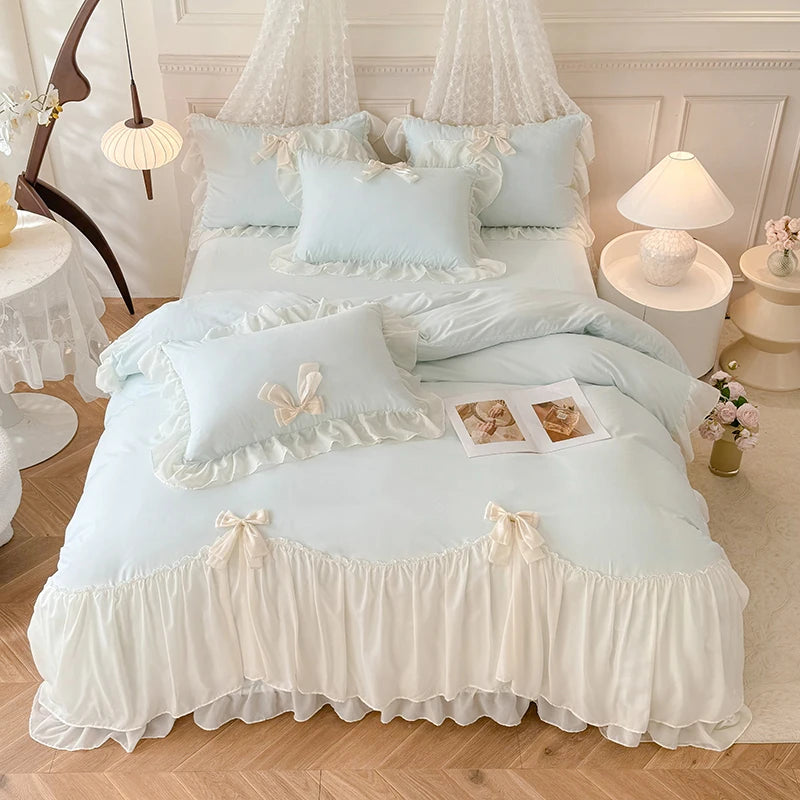 Princess Chiffon Duvet Cover with Romantic Ruffles