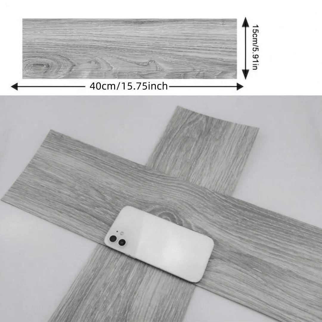 Self-Adhesive Wood Grain Floor Sticker - 40x15cm (10 Pack)