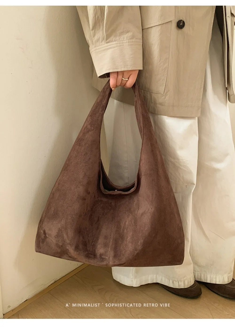 Retro Suede Shoulder Bag with Large Capacity