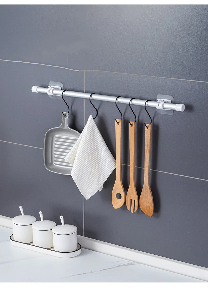 Self-Adhesive Curtain Rod Holders - No-Drilling Clamp Hooks