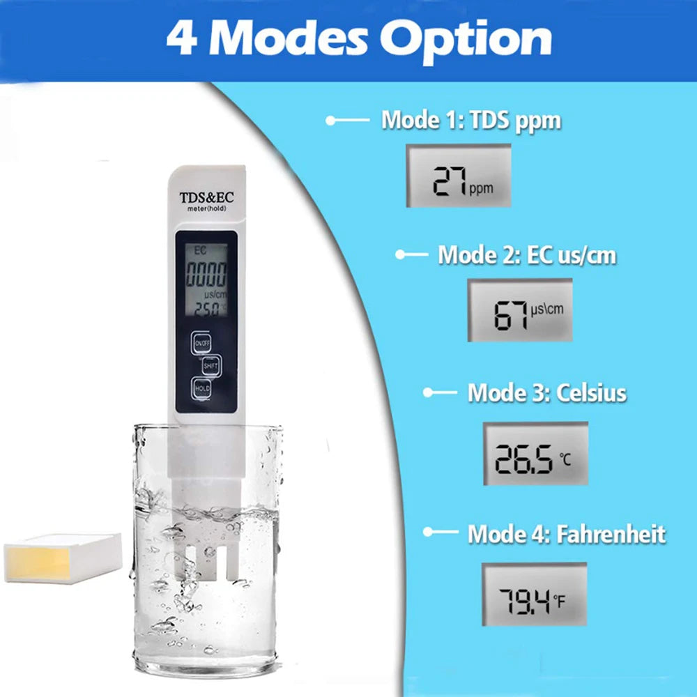3-in-1 Digital Water Quality Tester with LCD Display