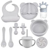 Complete Silicone Baby Feeding Set with Suction Bowl, Plate, Utensils & Bib