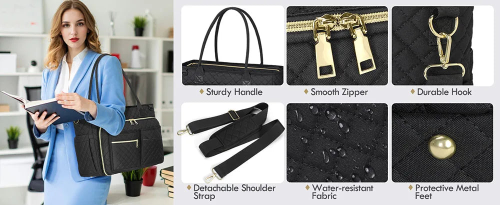 15.6 Inch Laptop Tote Bag for Women with Multiple Pockets