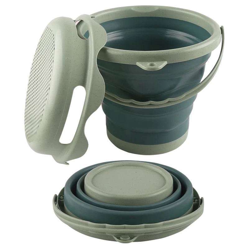 Collapsible Beach Toy Set with Bucket, Shovel & Rake