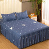 Elegant Elastic Fitted Bed Sheet Set with Lace Skirt and Pillowcases