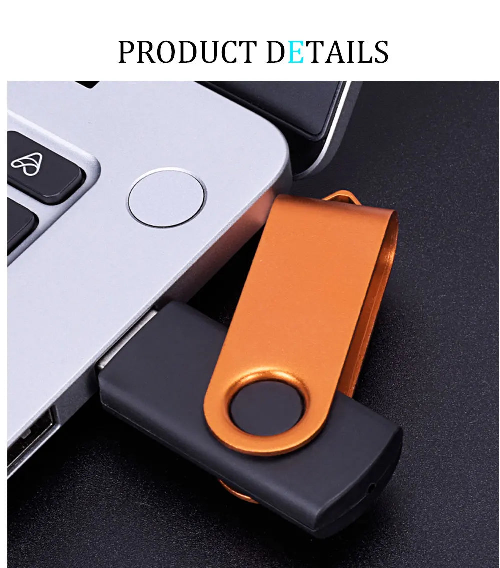 A portable USB 2.0 flash drive is shown next to a white electronic device.