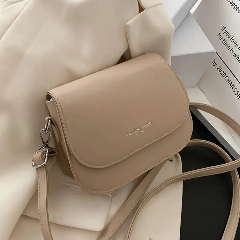 Solid Color Saddle Crossbody Bag