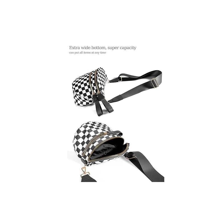 Women's Checkered Multi-Function Crossbody Waist Bag
