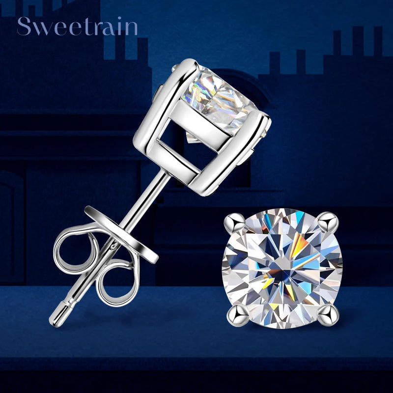 Moissanite Stud Earrings in Sterling Silver