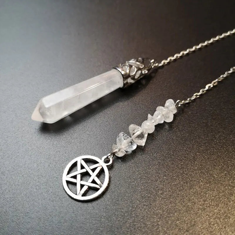 Natural White Quartz Crystal Pendulum for Dowsing & Divination