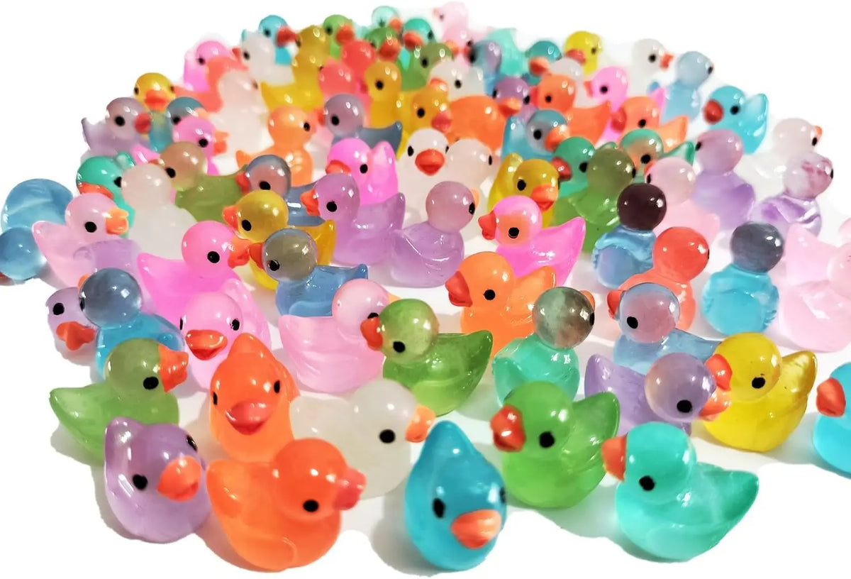 Glowing Miniature Duck Figurines for Gardens & Terrariums