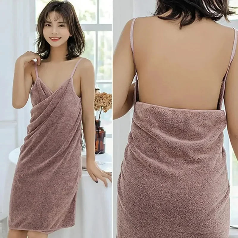 Soft Quick-Dry Wearable Towel Wrap with Adjustable Straps
