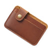 Vintage Leather Slim Card Holder with Snap Closure