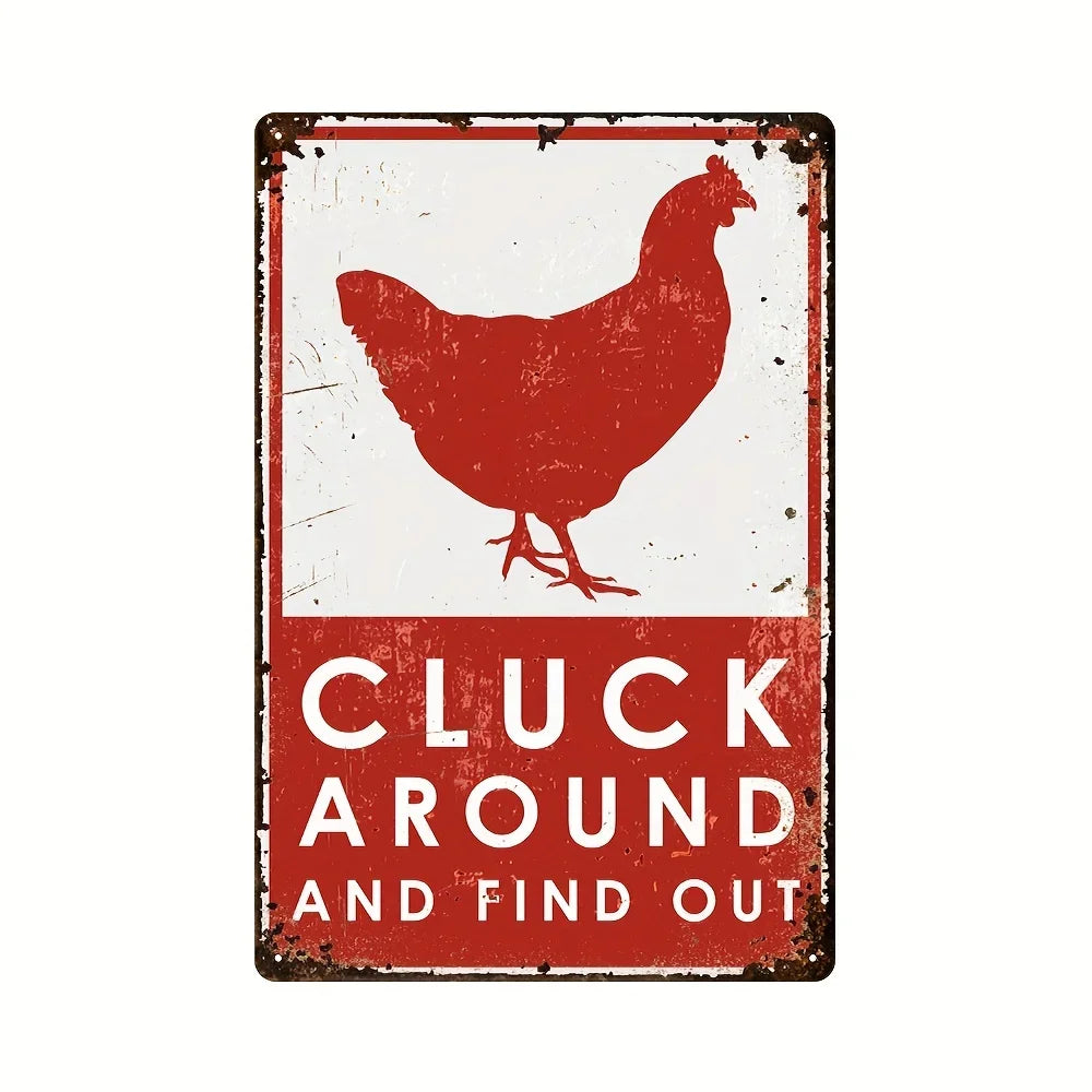 Retro Funny Chicken Farm Metal Sign for Kitchen and Coop