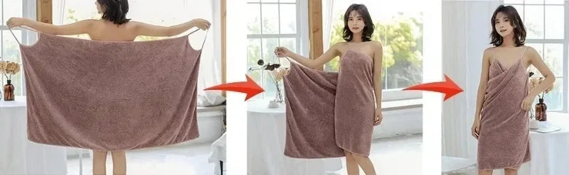 Soft Quick-Dry Wearable Towel Wrap with Adjustable Straps