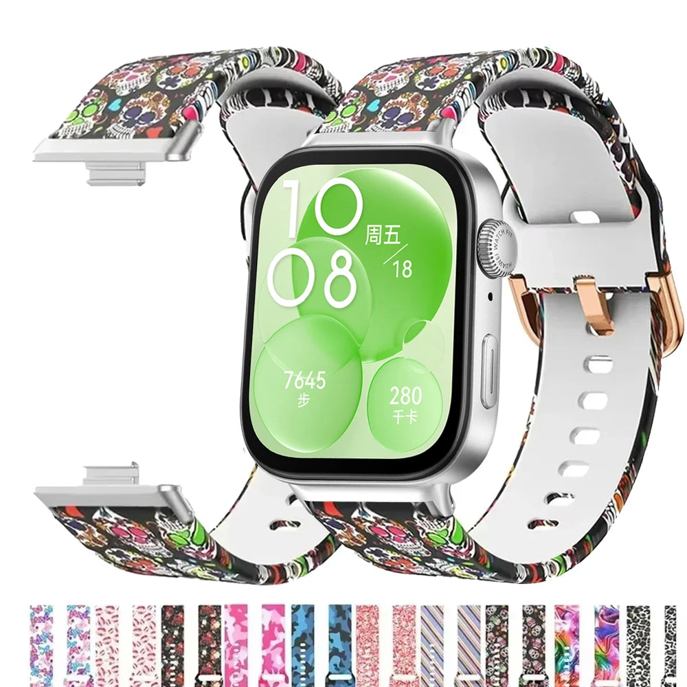 Silicone Printed Replacement Watch Band for Huawei Fit 3, 4 & 4 Pro