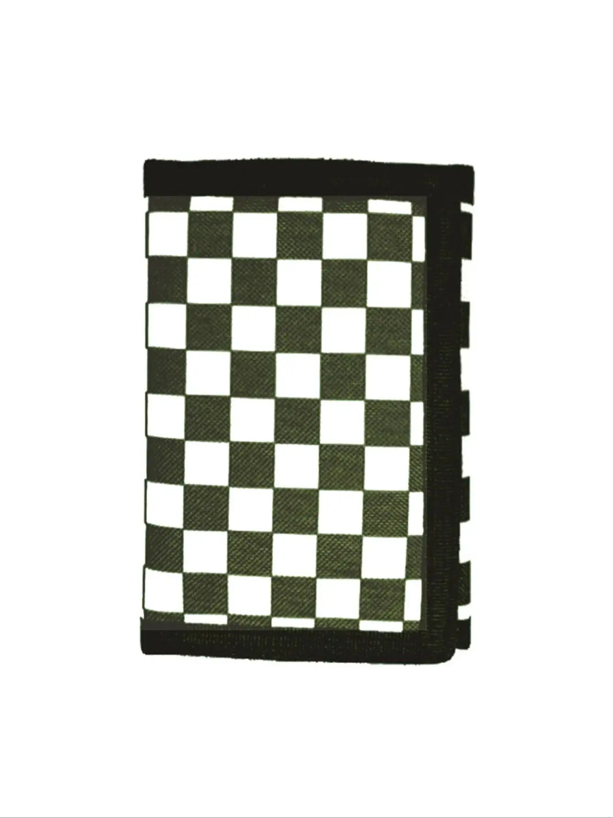 Checkered Print Compact Tri-Fold Wallet with ID Window
